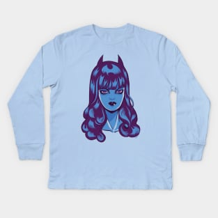 Moody Blue Devil Kids Long Sleeve T-Shirt